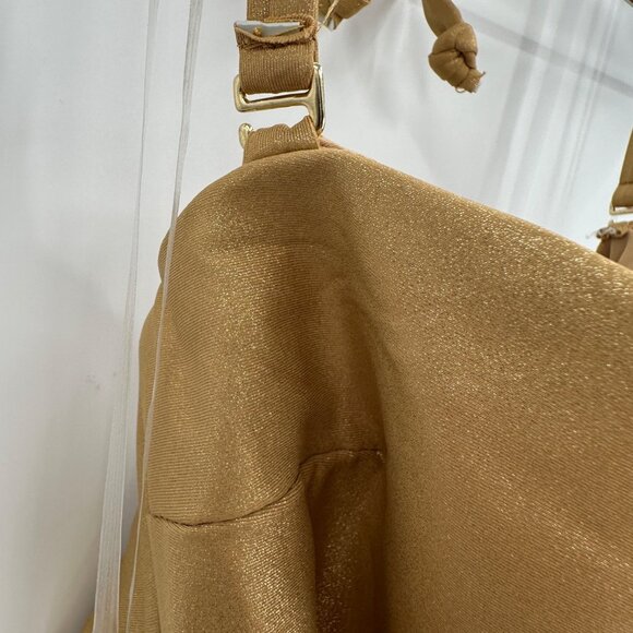 Good American Tie Front One-Piece Swimsuit in Gold size 3 L Large Square Neck - Picture 5 of 9